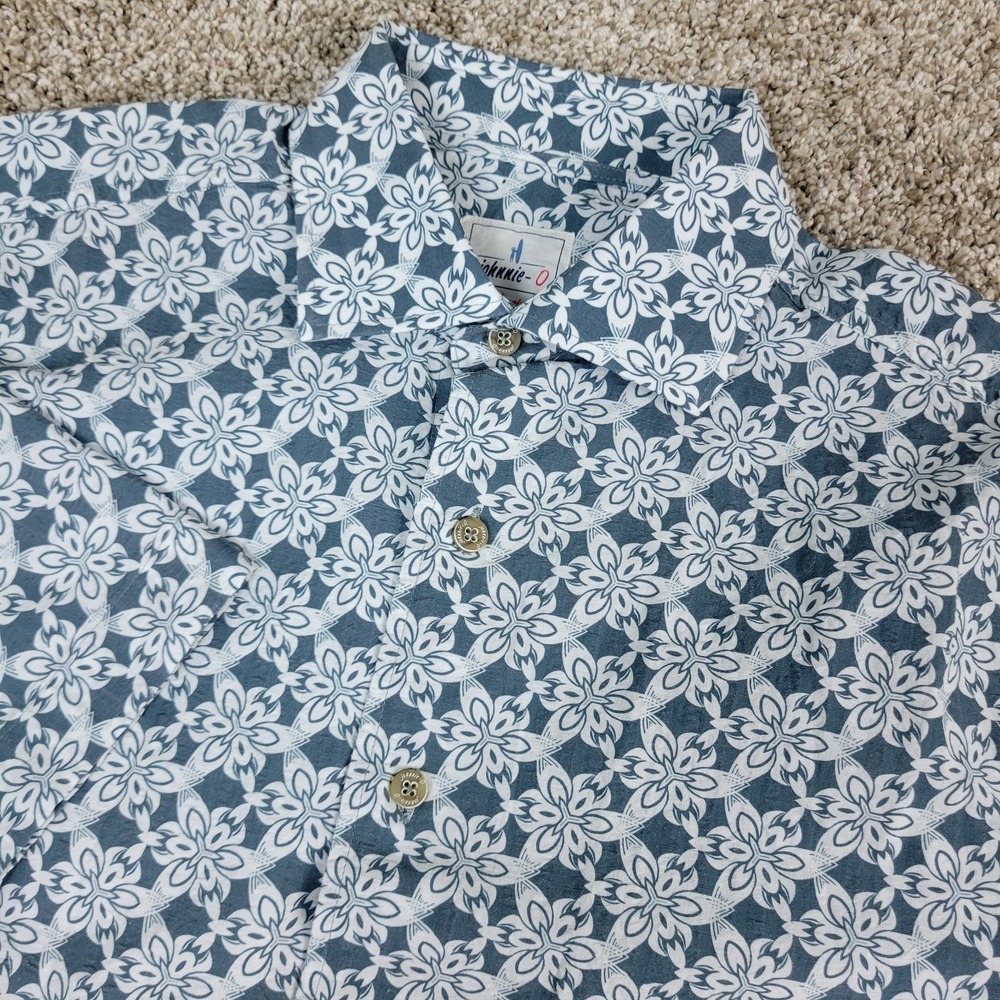 Johnnie O Hangin Out Mens Small White AOP Floral Button Up Short Sleeve